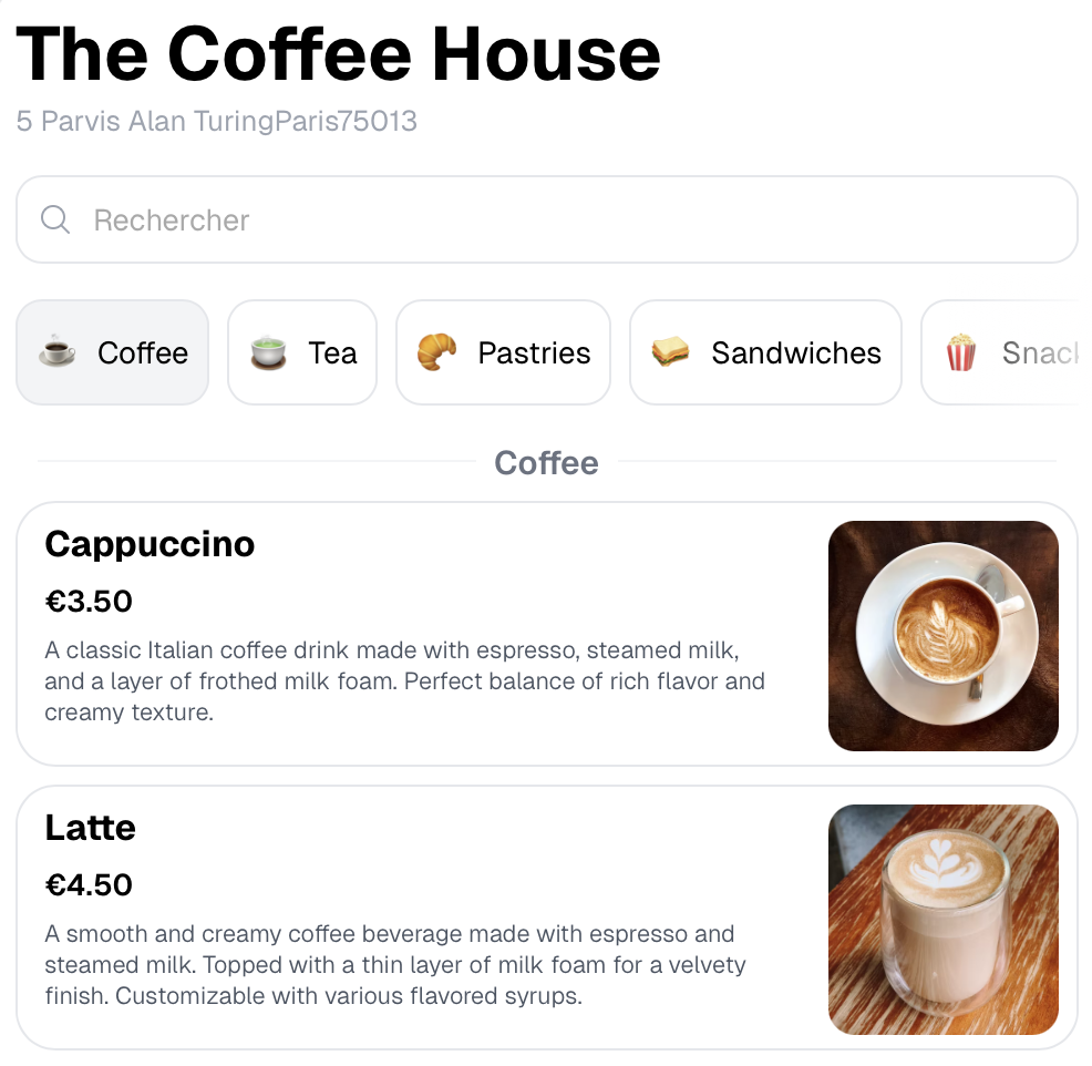 Online Restaurant Menu Design